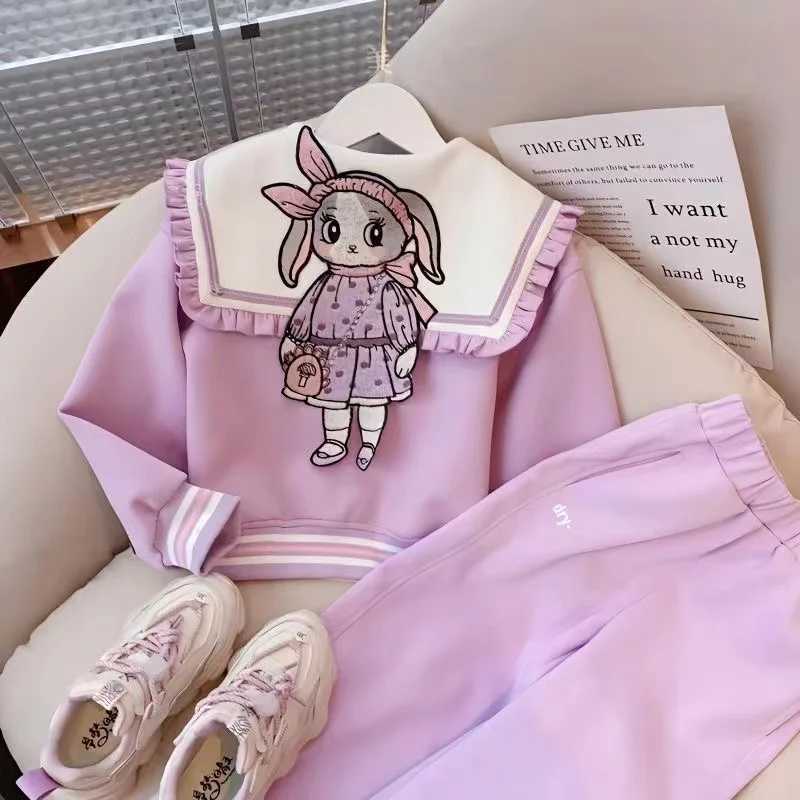 Girls Spring and Autumn Korean Version Of Foreign Style Princess Style Girl Cartoon Coat Pleated Skirt Twopiece Set Kids L2509266RT4