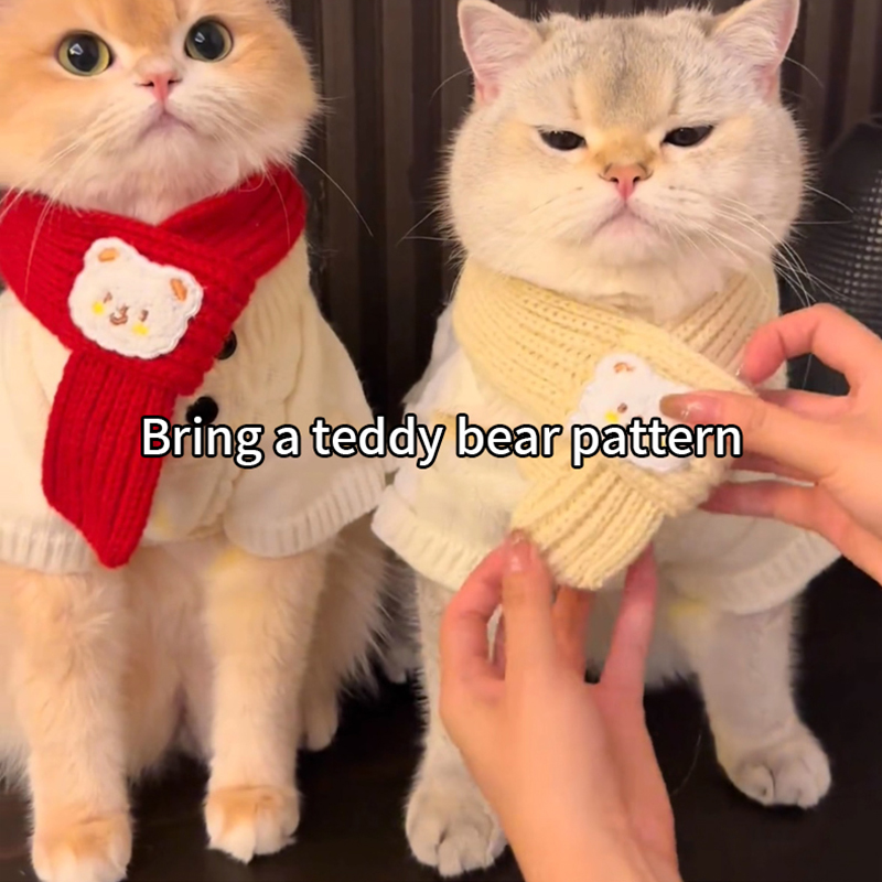 New Year's cat scarf pet dog yarn scarf drool scarf festive Christmas winter warmth cat accessories