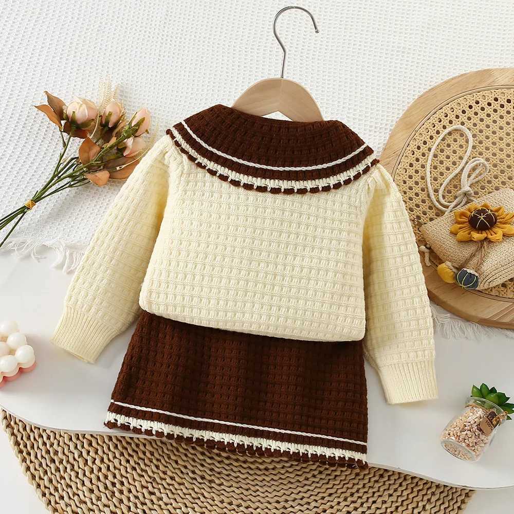 Girls Dress Clothes Sets Autumn Winter Children Woolen Jersey Sweaters Coats Skirts Kids Princess Suit For Baby Knitted Outfits L250926PXGQ