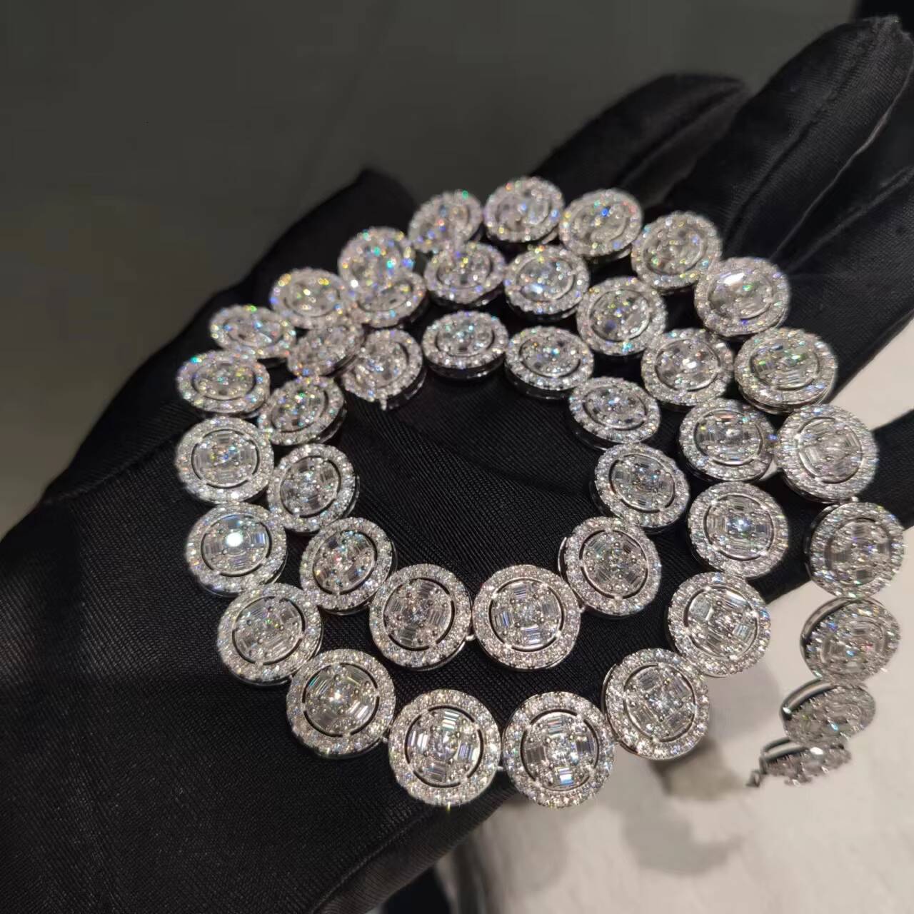 Hip Hop Rapper Jewelry 925 Sterling Silver 20mm TwoTone Baguette Moissanite Miami Iced Out Cuban Link Chain Necklace