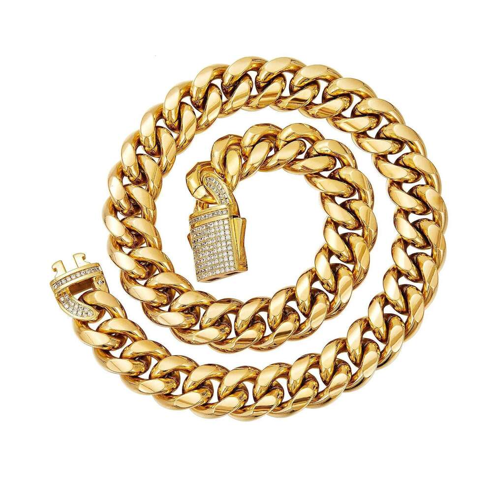 6/8/10/12/14mm Wide New Arrival Men Women's Miami Curb Chain Necklace or Bracelet Gold Color Stainless Steel Jewelry