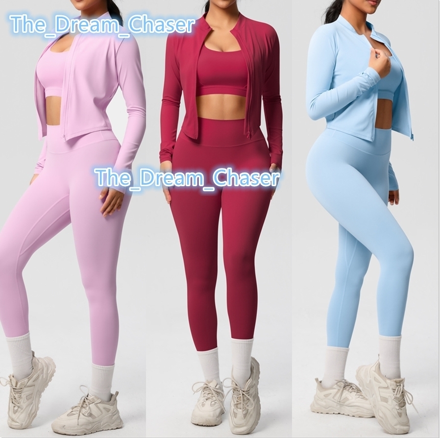 Custom High Quality Women Jacket Bra Legging Set 3 Pieces Yoga Wear Workout Yoga Pants Set Workout Sets for Women