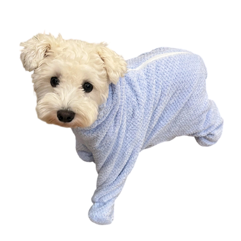 Pet bath towel absorbent quick drying small dog dog cat jumpsuit with zipper thickened coral fleece strong absorbent