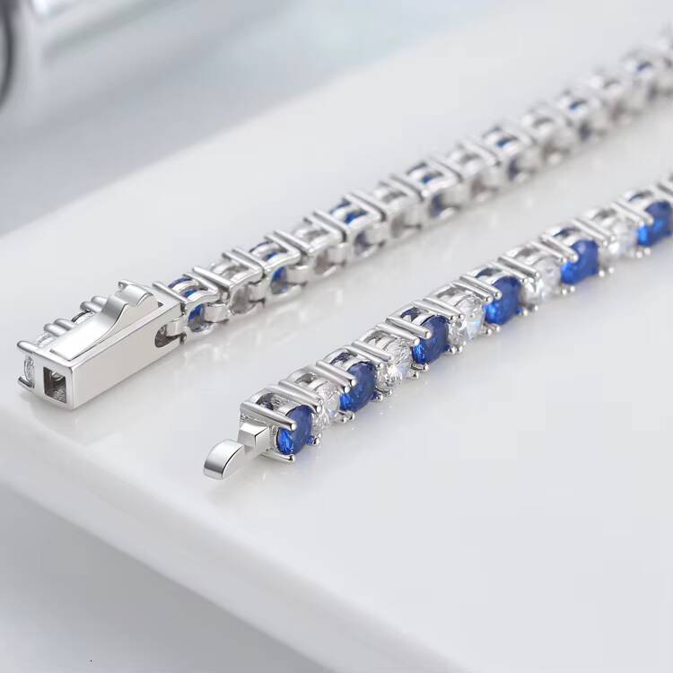 SB137 RINNTIN ClearSapphire Cubic Zirconia Bracelet for Women Girl Fashional 925 Sterling Silver 3mm CZ Tennis Bracelet