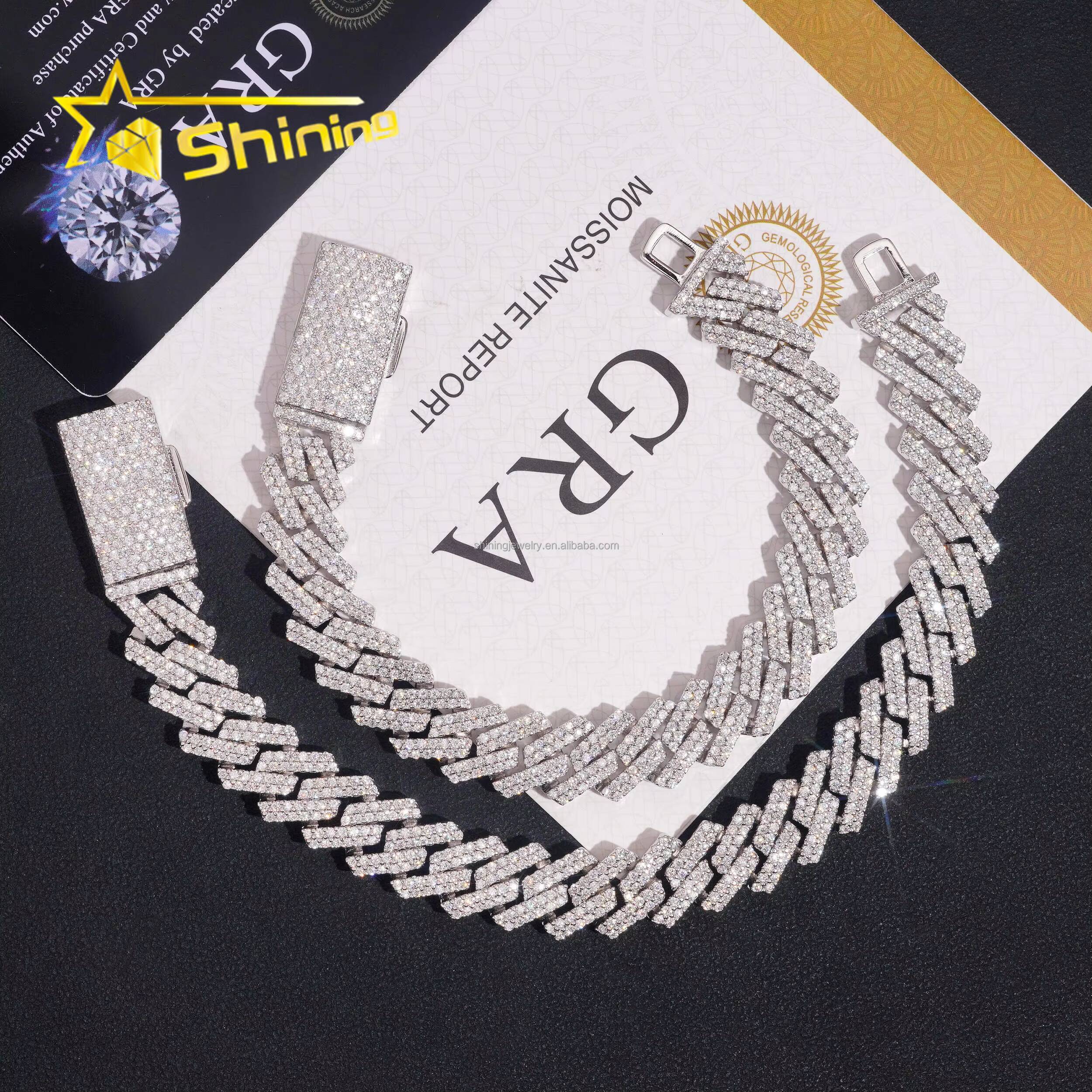 Hot Selling Drop Shipping New Arrivals Hip Hop 12mm 2Row Stone VVS1 Moissanite Diamond Iced Out S925 Silver Miami Cuban Bracelet