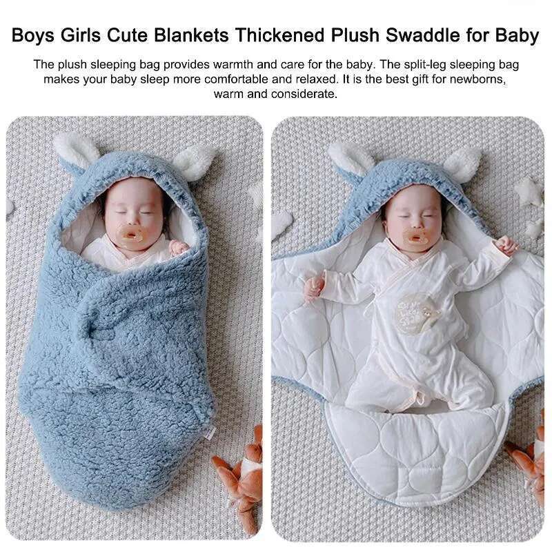 Blankets Plush Sleeping Baby Bag Cozy Skin-Friendly Swaddle Blanket Lightweight And Soft Wrap 0-6 Born Bags Warm
