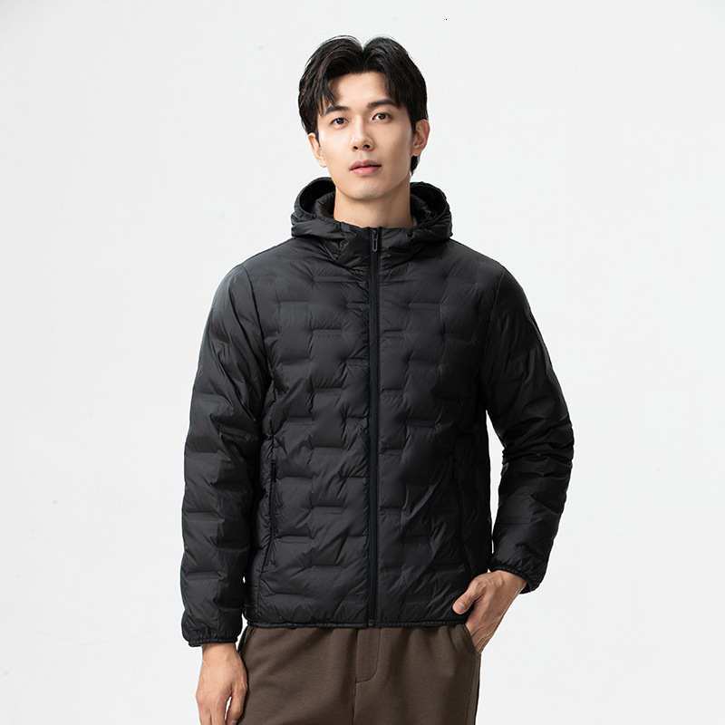 90 Duck Down Lightweight Down Jacket Youth Fashion Casual Hooded Warm Cold-Proof Men's Coat 2025 Autumn Winter New Style