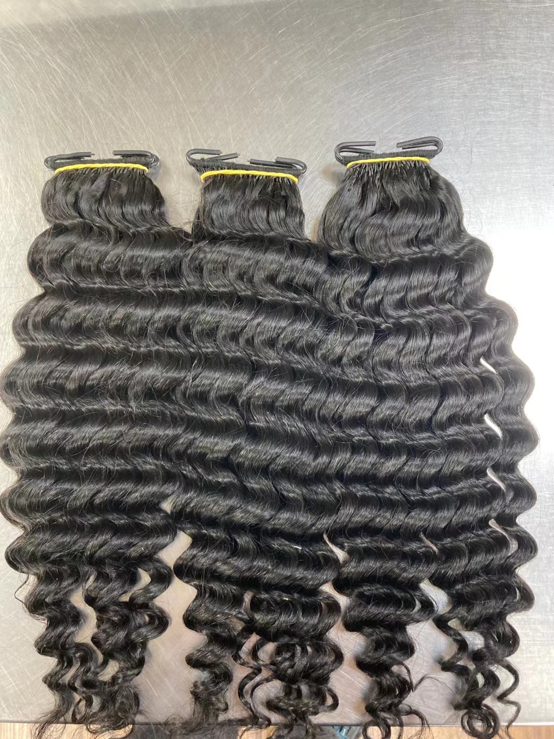 Knotless Pre-Separated Crochet Hair Extensions Human Hair Deep Wave Feather Crochet Braid Hair Extensions Natural Color 100g/pack