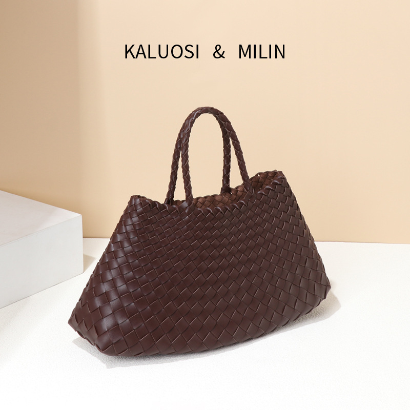 Sasa Style French Basket Handwoven Artistic Versatile High-end Handbag Soft Leather Women's Bag