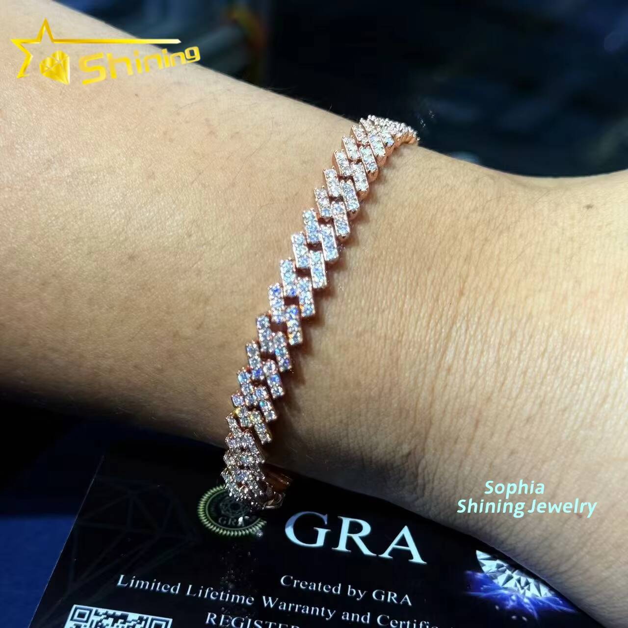 New Style Sterling Silver 5MM VVS Moissanite Diamond Cuban Link Chain Gra Certified Hip Hop Jewelry Iced Out Link Bracelet Men