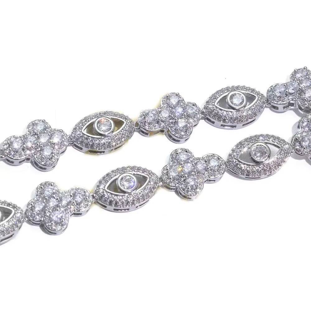 Personalized Trendy Hip Hop Eye Cross Necklace for Men and Women ZirconEmbellished Link Chain Brass Jewelry for Parties