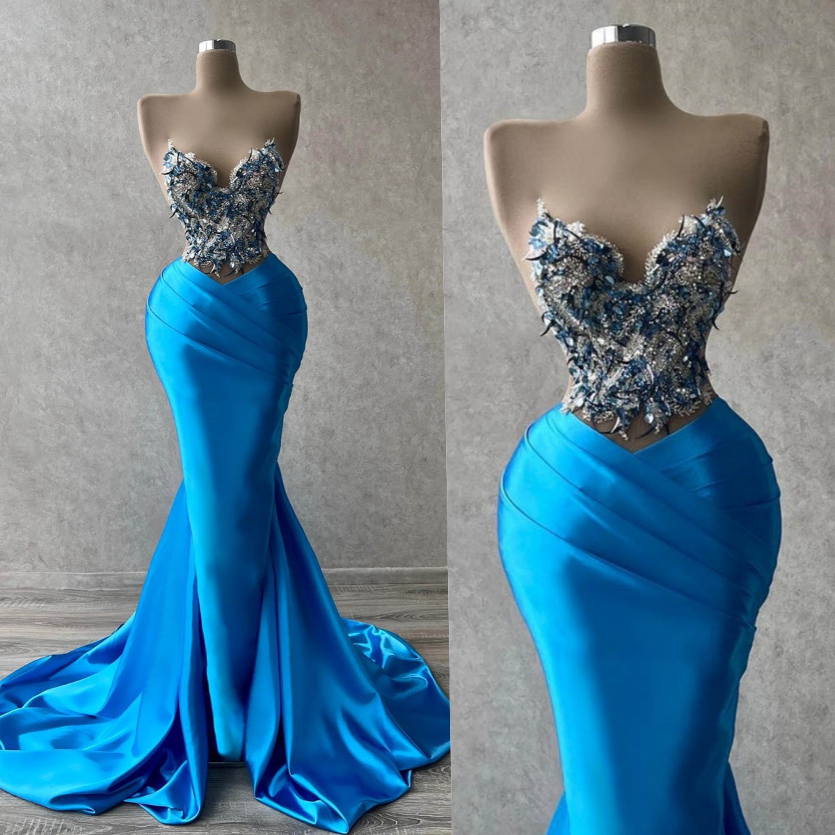 Elegant Appliques Mermaid Evening Dresses Sweetheart Beaded Prom Gowns Formal Occasion Party Customized Dresses