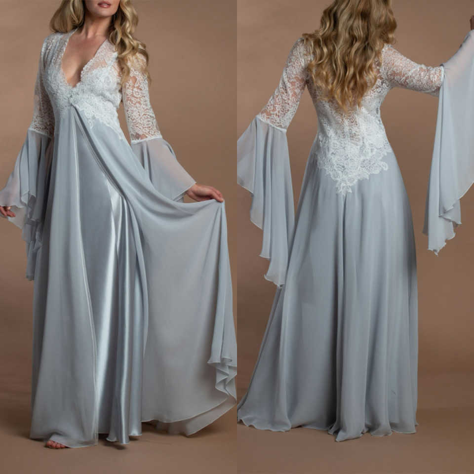 New Design Women Nightgown Bride Wedding Robe Long sleeve Appliques Maternity Dressing Shower Gown for Photography Custom Made