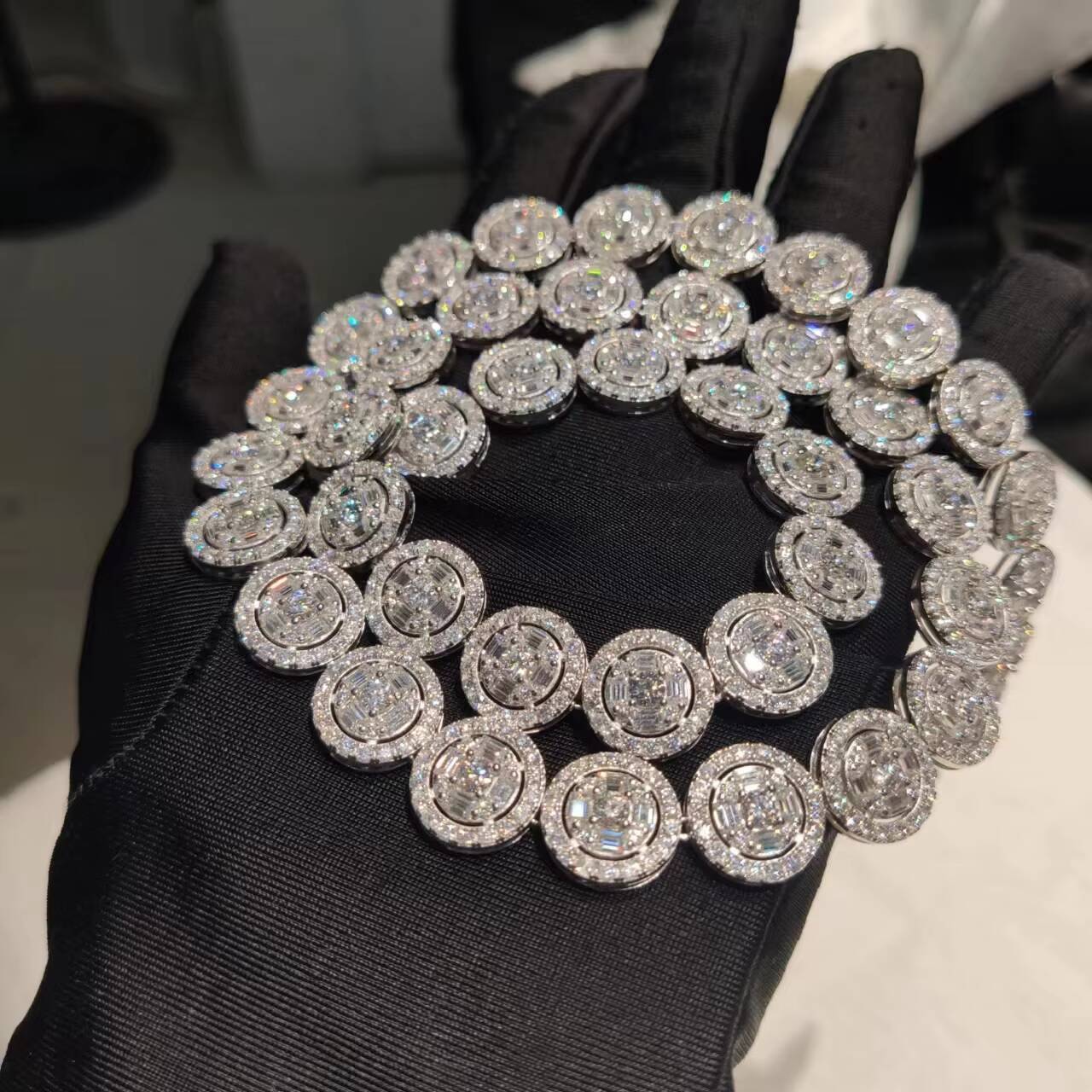 Hip Hop Rapper Jewelry 925 Sterling Silver 20mm TwoTone Baguette Moissanite Miami Iced Out Cuban Link Chain Necklace