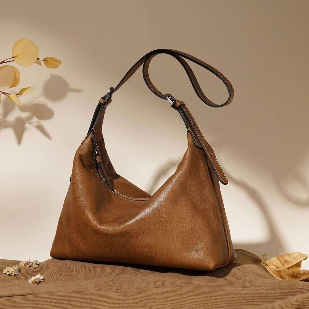 designer bag Luxury bag Tree Paste Top Layer Cowhide Genuine Leather Autumn High-End Feel Women's Niche Classic Hobo Shoulder Underarm Bag