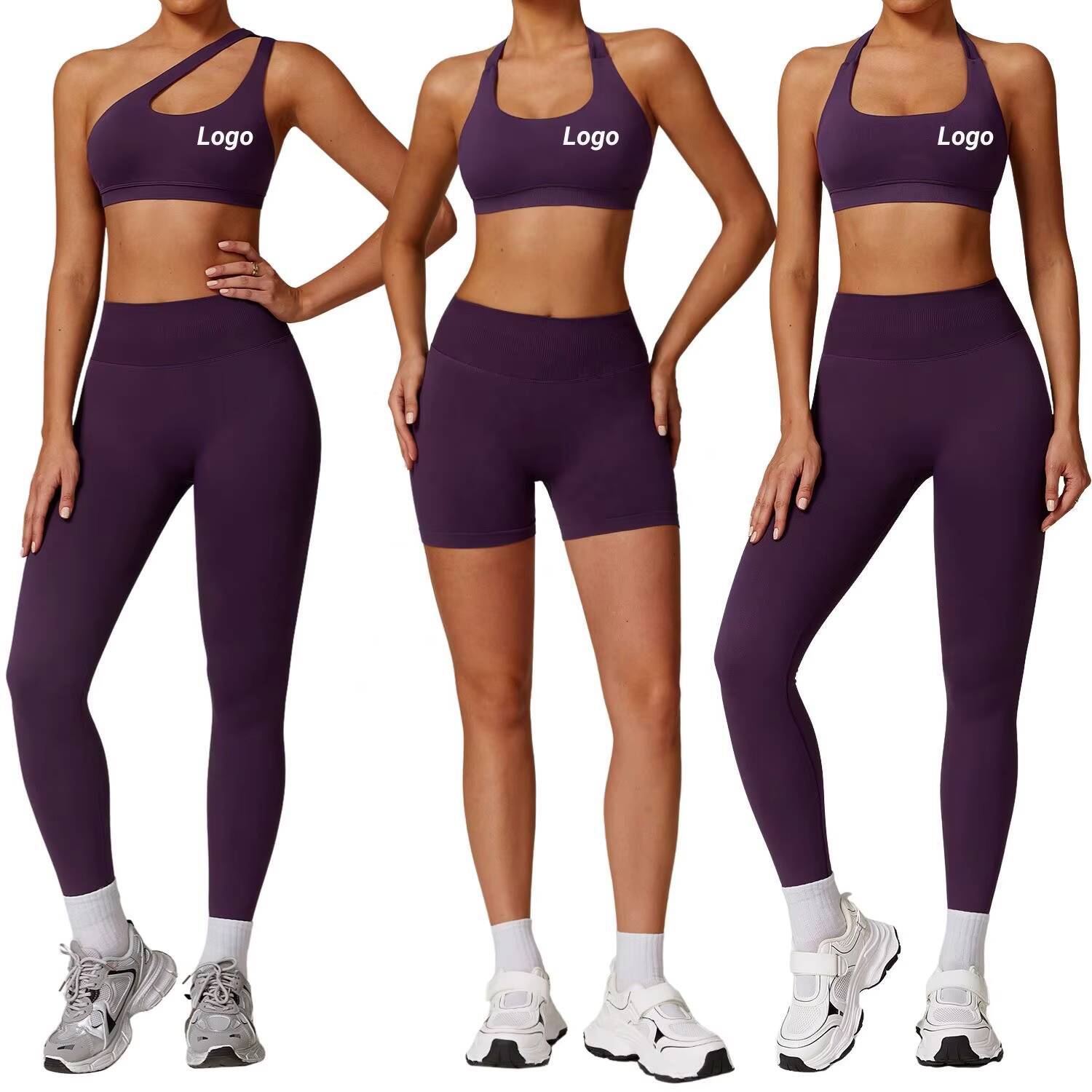 Womens High Waist Yoga Set Seamless Workout Fitness Outfit With Sports Bra Jacket High Waist Shorts Leggings Gym Activewear Set