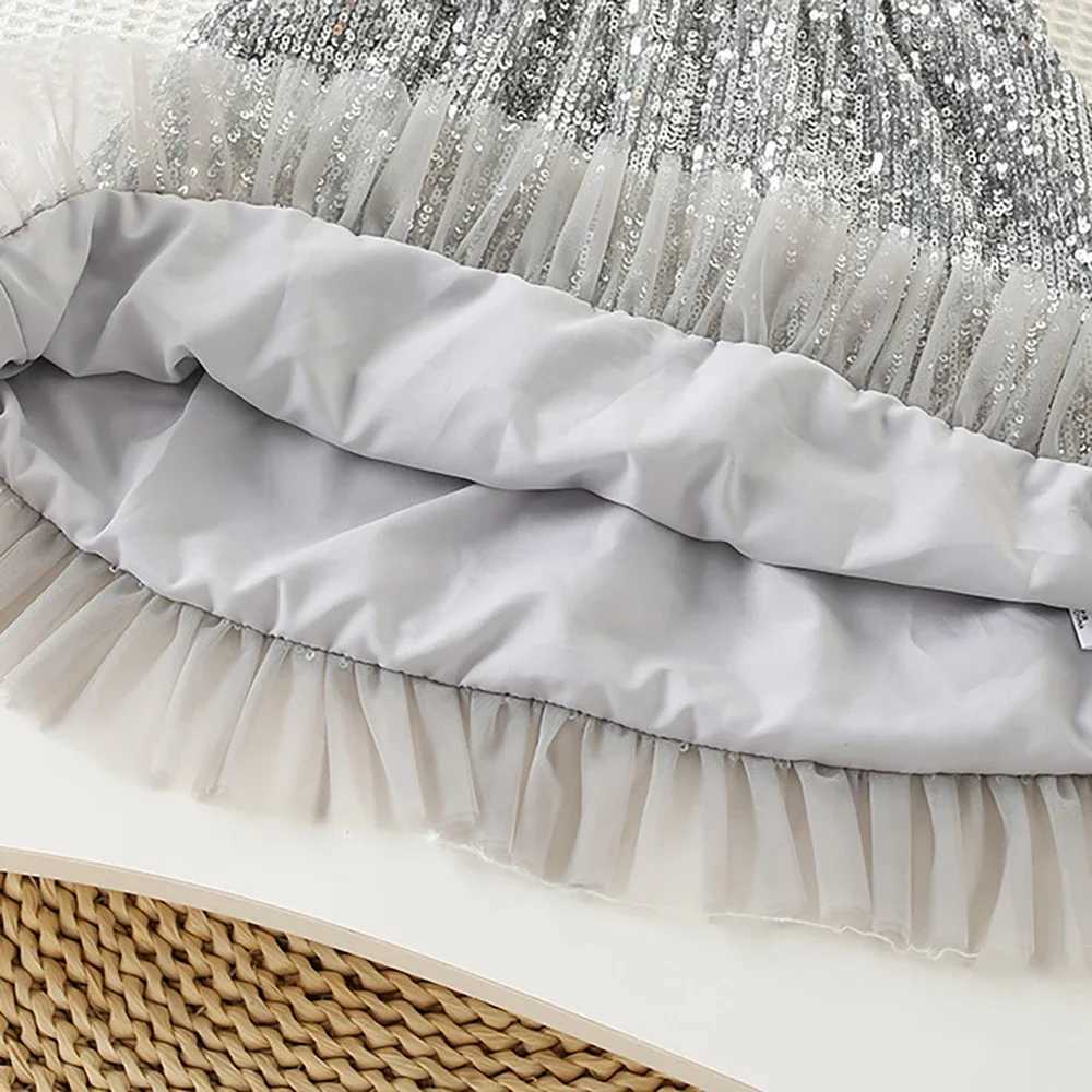 27 Y Girls Sweater Suits Feather Knit Cardigans Coat Trendy Sequins Skirts 2Pcs Childrens New Years Clothes Kids Outfit L2509265CGM