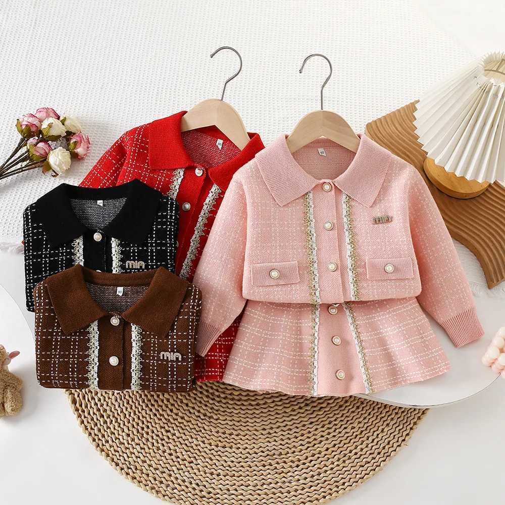 Girls Dress Clothes Sets Spring Autumn Children Woolen Jersey Sweaters Coats Skirts Kids Princess Suit For Baby Outfits Kids 6Y L250926J68G