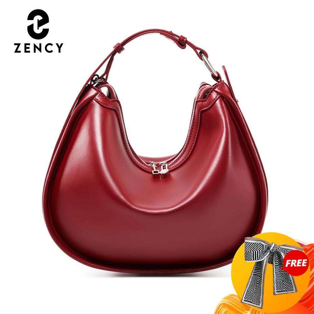 Zency Premium Genuine Leather Women's Handbag Hobo Bag Large Capacity Fashion Shoulder Bolsa for Wife Lover Girl Gift Sac