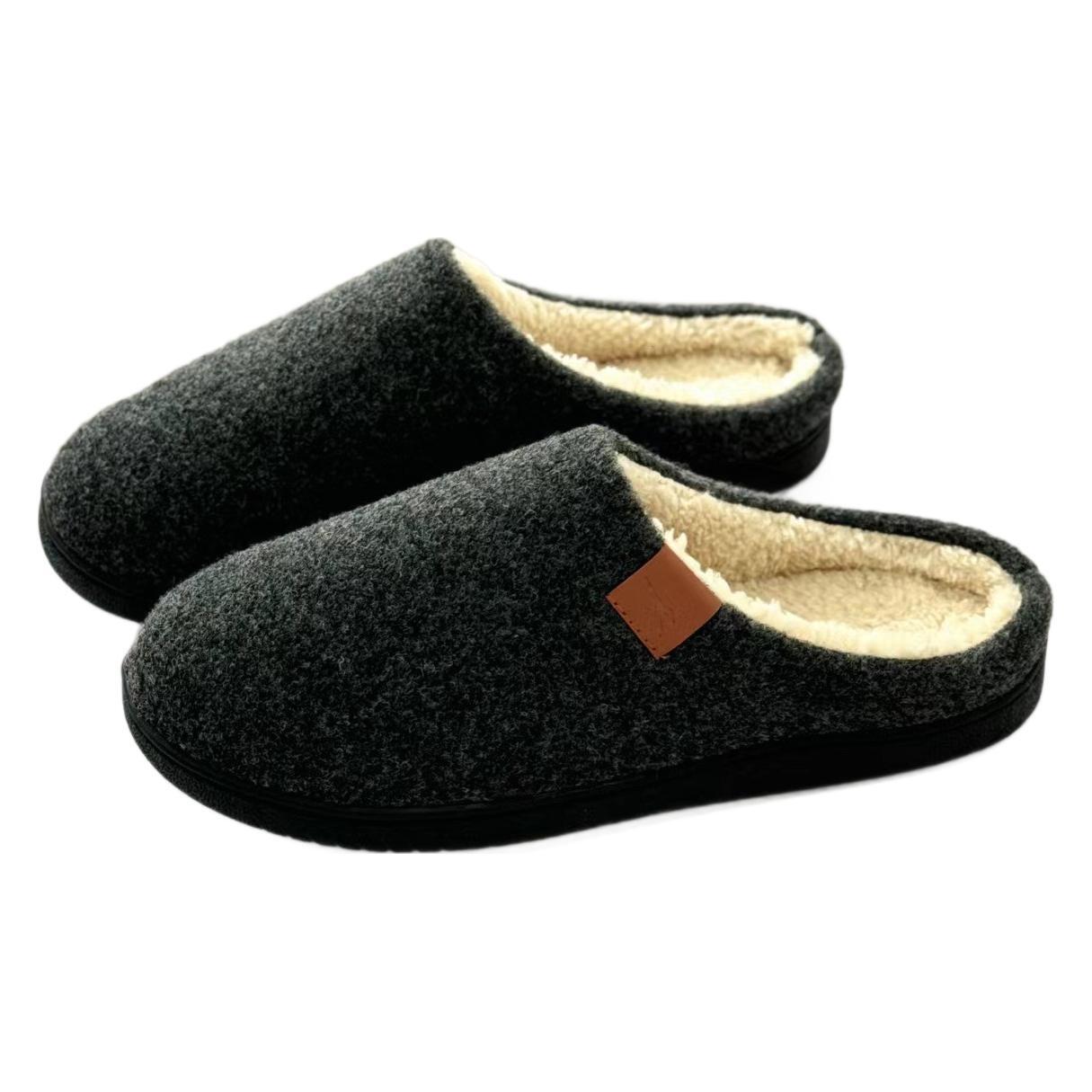 Winter Warm Flat Round Anti-Wool Fleece Stitched Shoes Extra Large Slippers Size 50 Memory Foam ddmymarket