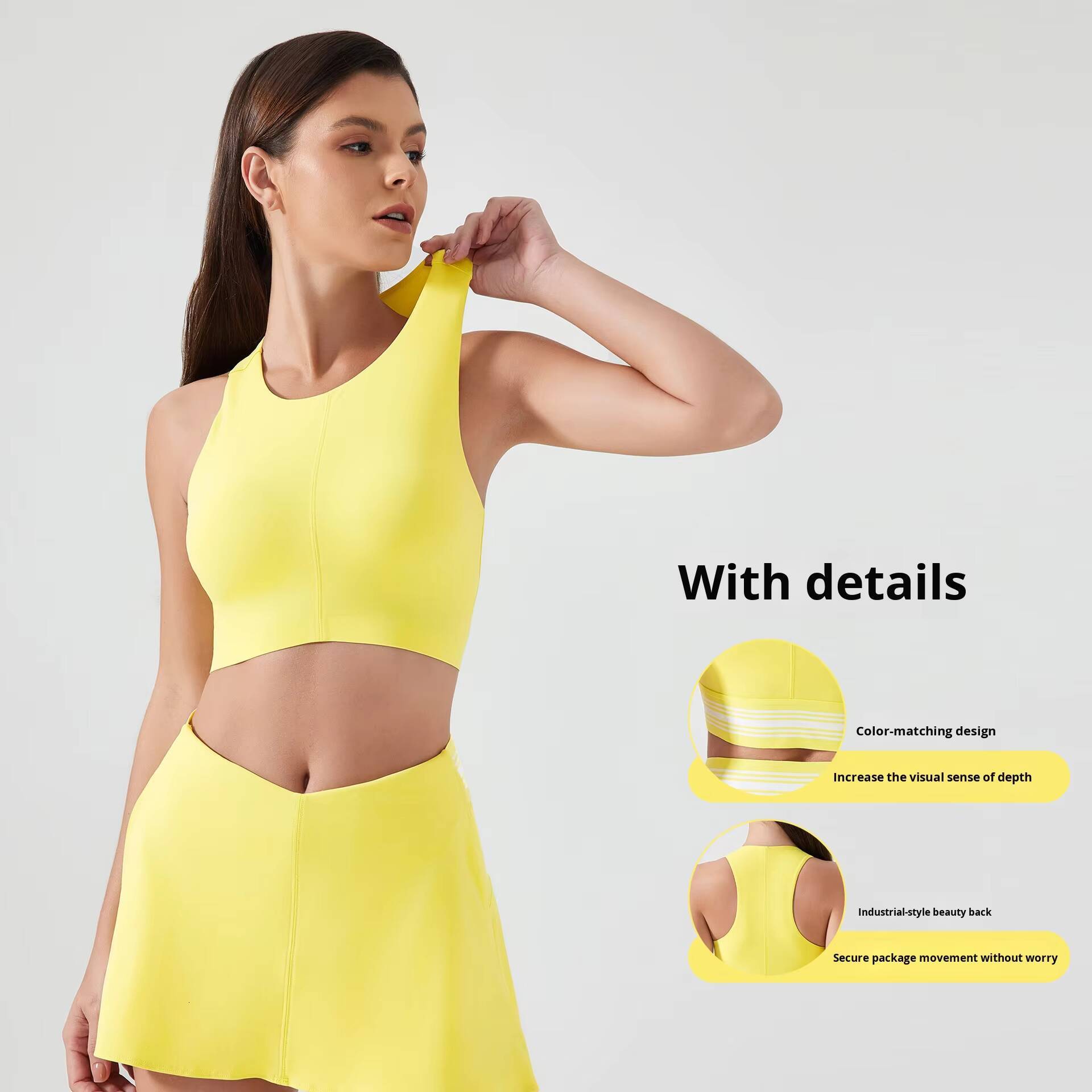 Womens HighIntensity Sporty VestStyle Running Sports Fitness Bra New Summer Yoga PushUp Bra AdjustedStraps Solid D25020