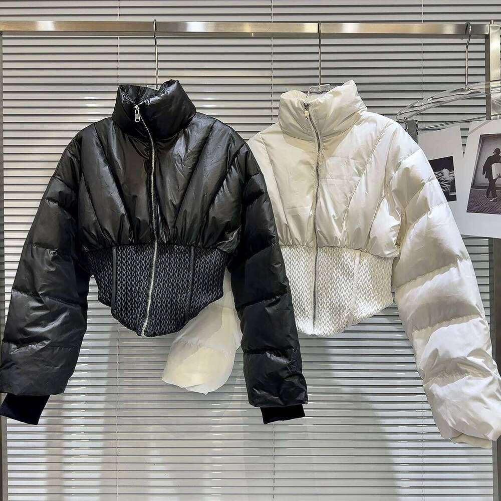 Winter High Quality White Duck Fashion Fish Bone Tight Waist Slim Elegant Coat Spice Girls Black Down Jacket Women