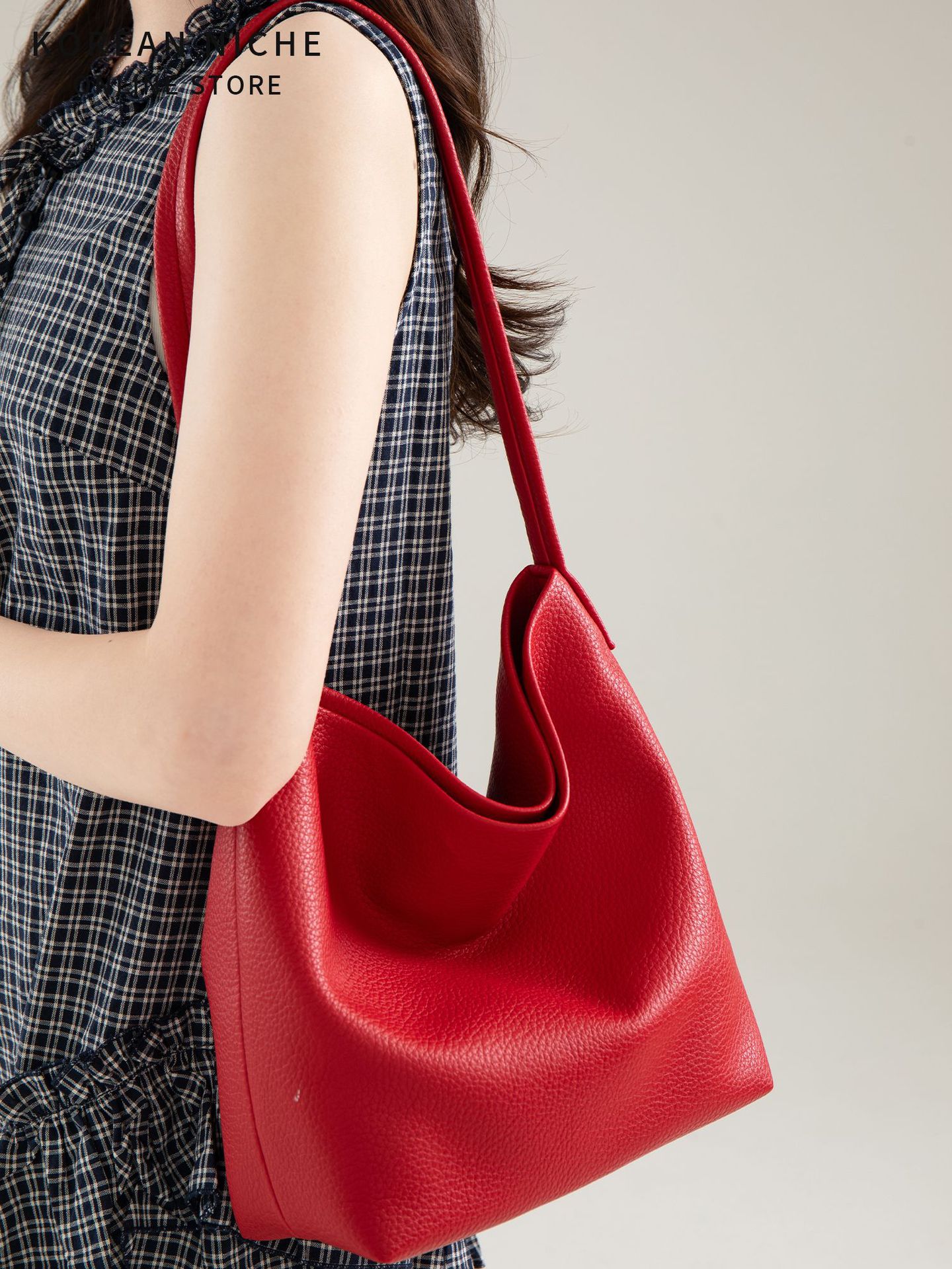 New Style Fashionable Versatile Large-Capacity Tote Bag For Women With Niche Design Soft Leather Material Korean Version Single-Shoulder Simple And Tr