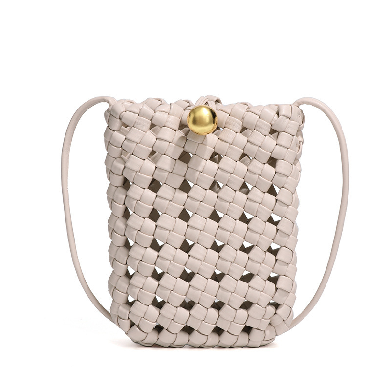 Milad Style Handwoven Convenient Compact Mini Shoulder Crossbody Phone with Gold Plated Buckle Small Square Bag