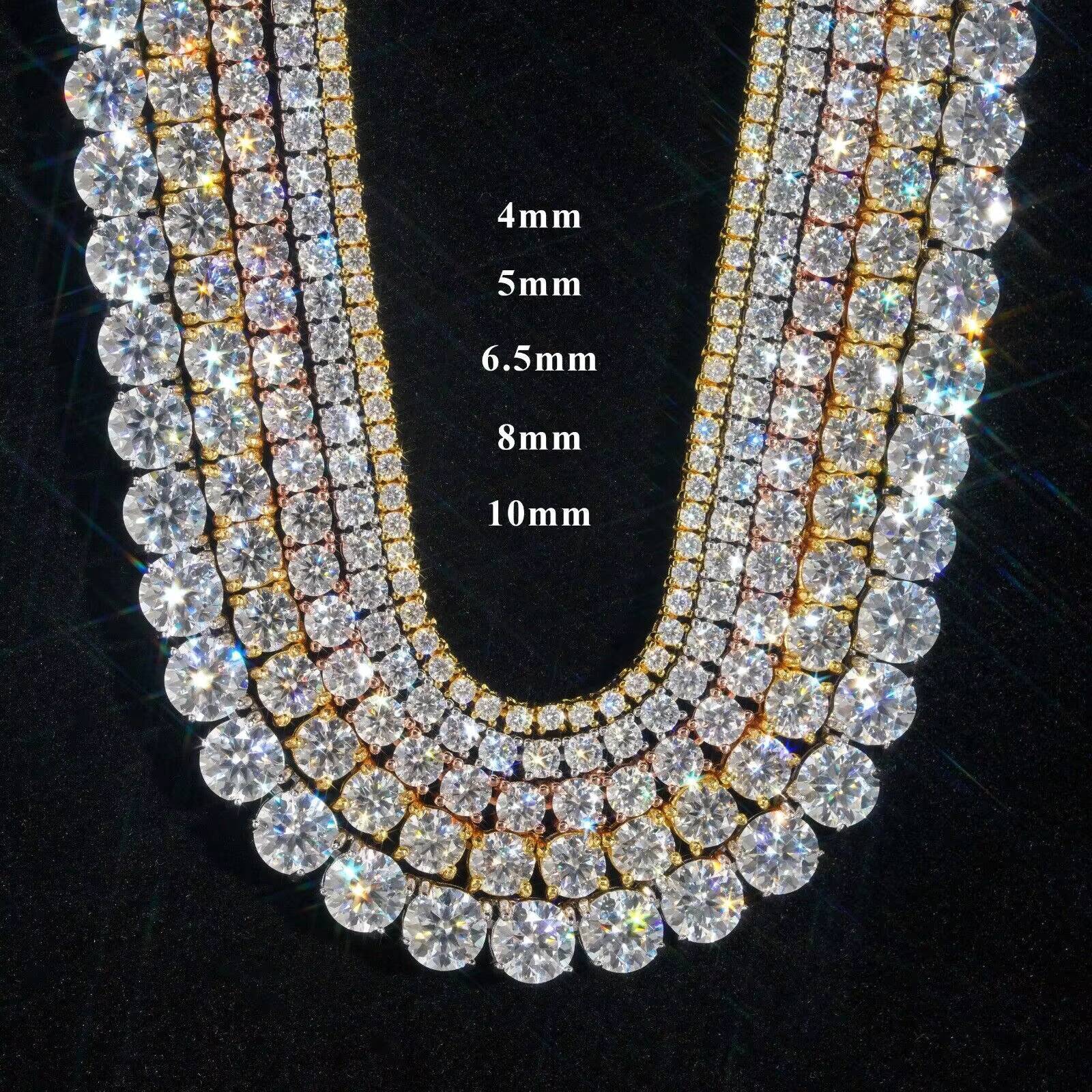 Custom GRA Jewelry 925 Sterling Silver Vvs Tennis Ice Out Lab Grown Diamond Mossanite Moissanite Necklace Chain for Women Men