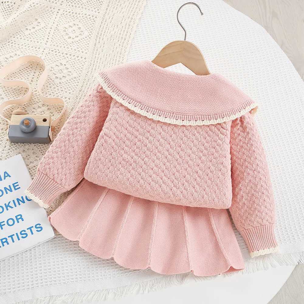 Girls Dress Clothes Sets Spring Autumn Children Woolen Jersey Sweaters Coats Skirts Kid Princess Suit For Baby Knitted Outfits 6 L250926SQ6D