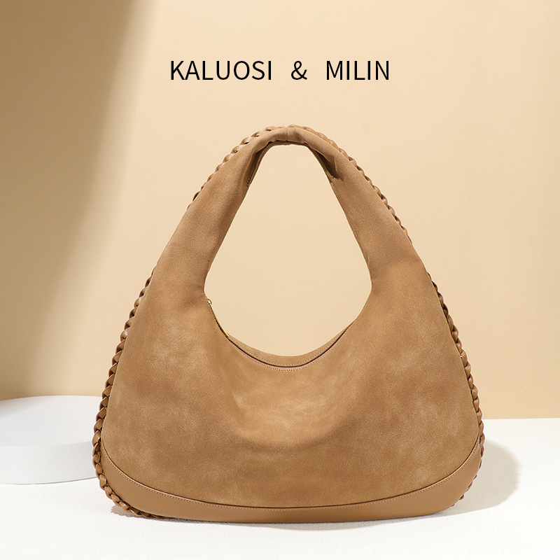 Women's New Fashion Trend Large Capacity Underarm Matte Soft Shoulder Handheld Crescent Bag