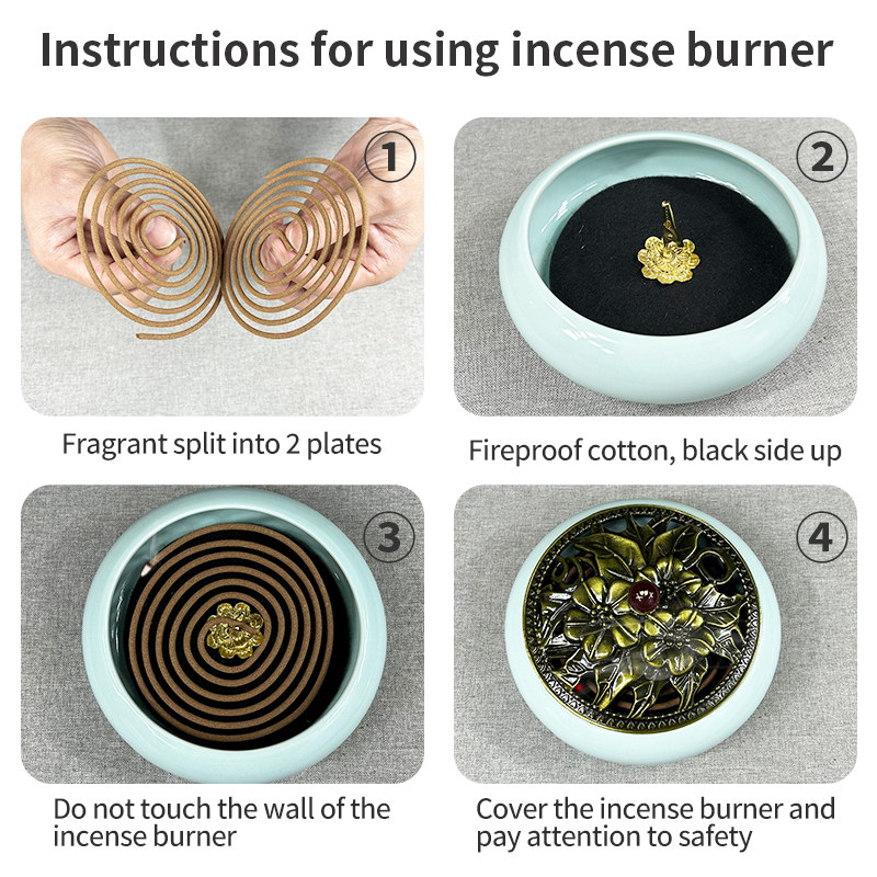 Moxa Incense Coils Set - 4-8hr Burning Time, 30 Coils with Large Censer for Aromatherapy & Relaxation