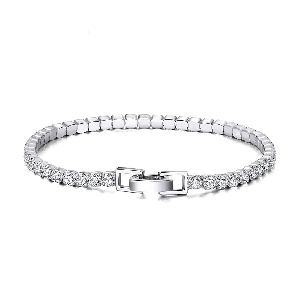 RINNTIN SB92 Read 925 Sterling Silver 3mm Cubic Zirconia CZ Diamond Tennis Bracelet for Women
