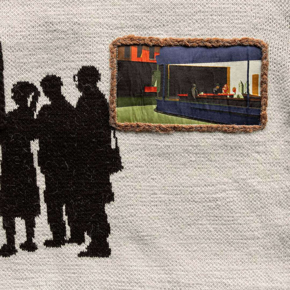 New Sweater Trendy Brand Embroidered Turn-Down Collar American Style Couple Long Sleeve Jacket