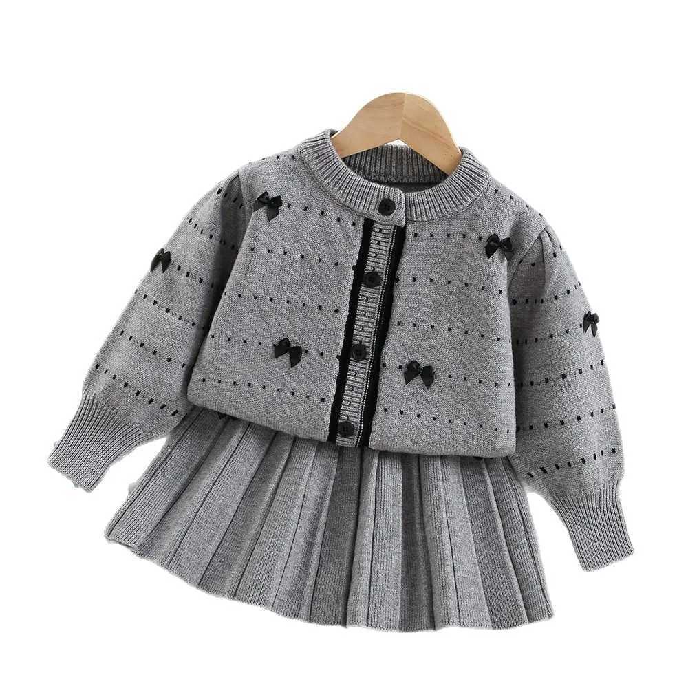 Girls Dress Clothes Sets Spring Autumn Children Woolen Jersey Sweaters Coats Skirts Kids Cute Suit For Baby Knitted Outfits 5 6Y L250926TPQA