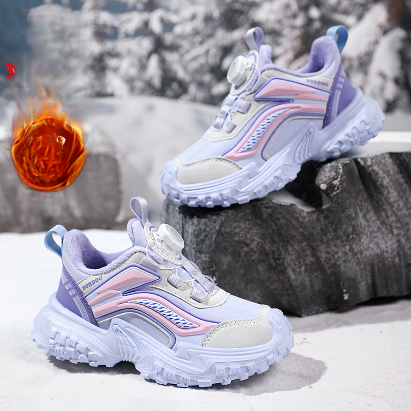 Women's shoes winter new children's leather surface wool lining double cotton sports shoes suitable for older children's trendy casual 