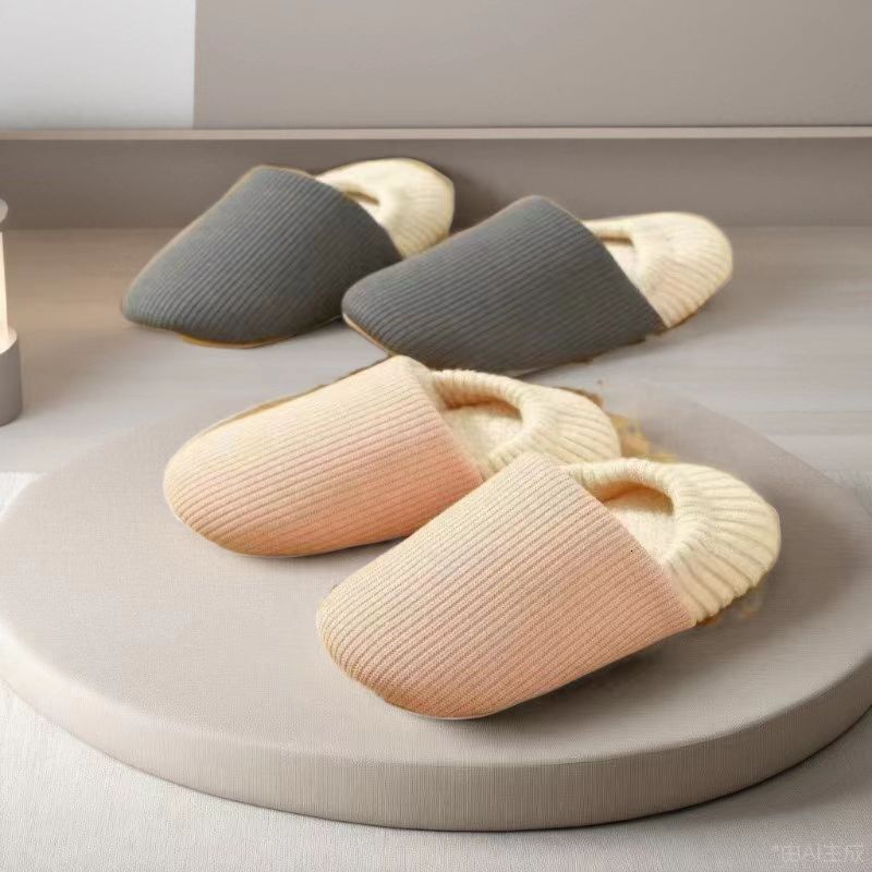 Spring Autumn Japanese Style Indoor Home Soft Sole Silent Couple Cotton Slippers for Men and Women ddmymarket