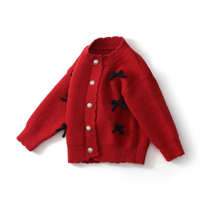 2pcs Autumn Kids Girl Clothes Newest Red Knitted Sweater Cardigan Coat Butterfly Girls Princess DressPleated Skirt Girl Costume L250926Y3J3