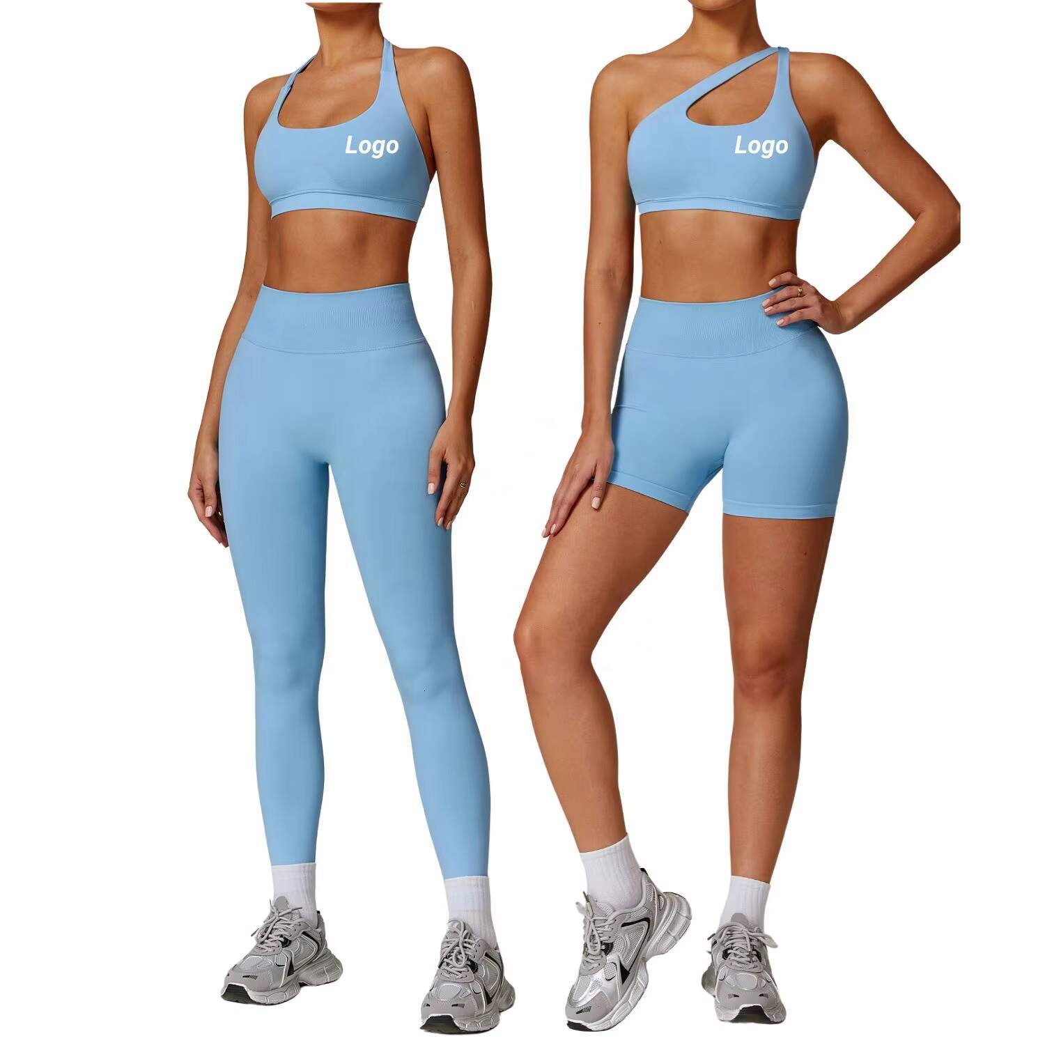 Womens High Waist Yoga Set Seamless Workout Fitness Outfit With Sports Bra Jacket High Waist Shorts Leggings Gym Activewear Set