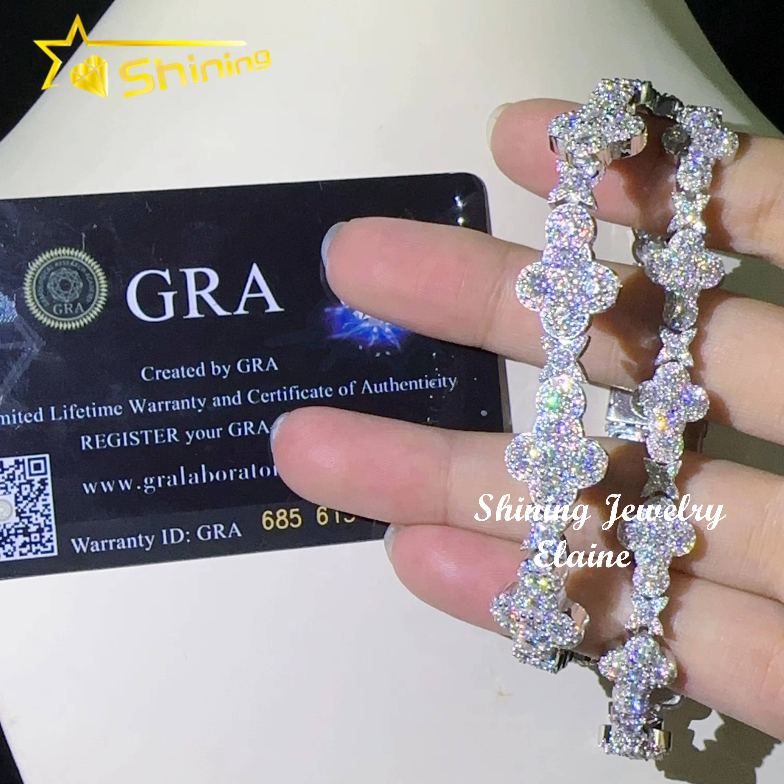 Pass Diamond Tester 10MM 13MM 925 Silver White Gold Cross Moissanite Hip Hop Iced Out Jewelry Tennis Bracelet