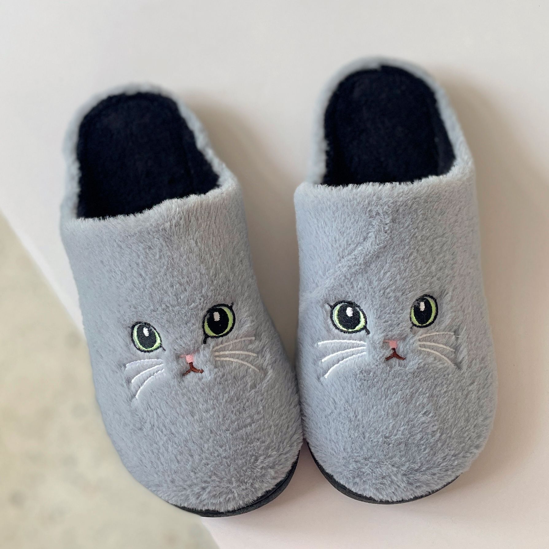 Autumn and Winter Indoor Cartoon Plush Cotton New Home Warm Cute Cat Slippers ddmymarket