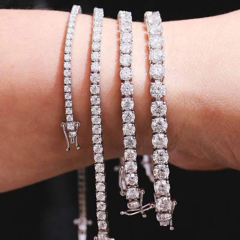 2mm 3mm 4mm 5mm VVS Moissanite Tennis Bracelet 4 Prong Tennis Bracelets 925 Silver Moissanite Tennis Bracelet Bridal Jewelry