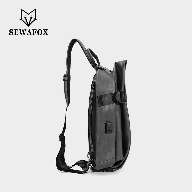 Sewafox Men's Crossbody Bag Waterproof Anti-Theft Men's Shoulder Bag Suitable for Travel and Daily Use 8L Gray