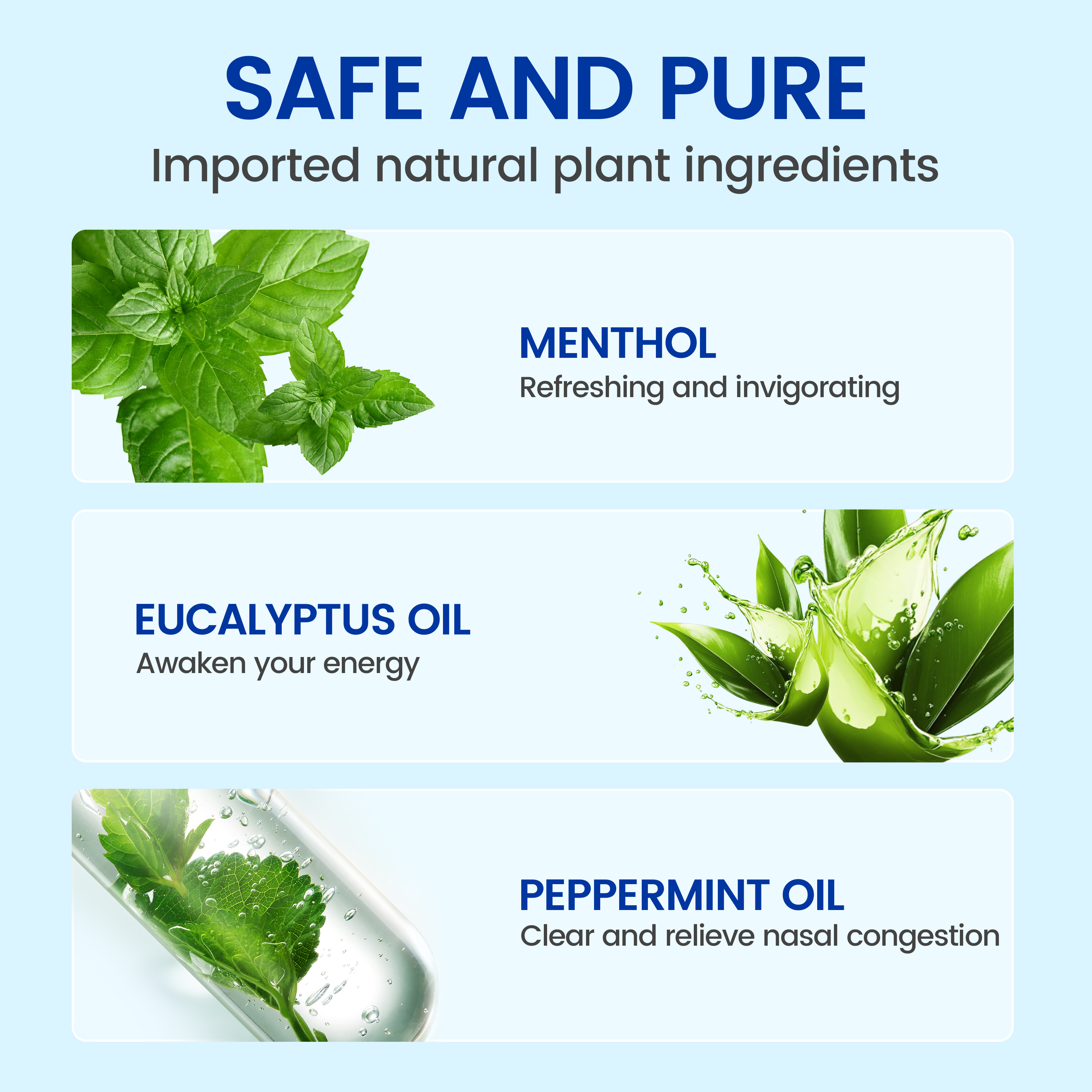 CEELIKE Nasal Stick - Mint Flavor, 3 Sticks per Pack, Natural Plant Ingredients for Refreshing Relief and Energy Boost