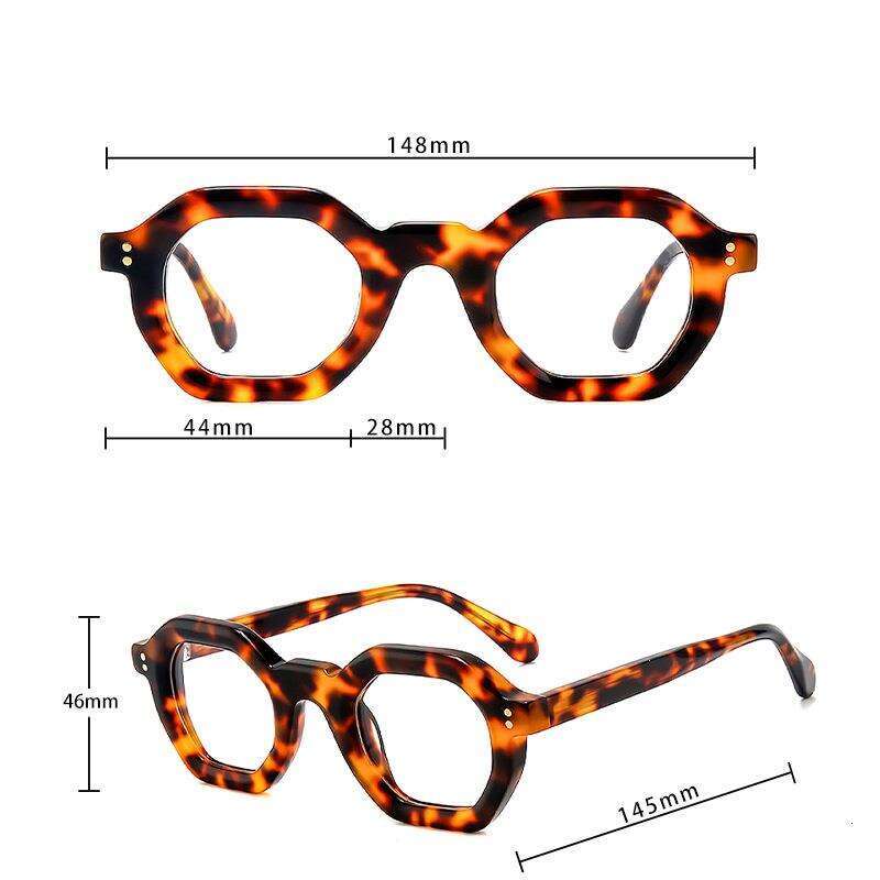 Acetate Eyeglass Frame Fashion Trendy Unisex Irregular Thick Non-Prescription Personality Artistic Rivet