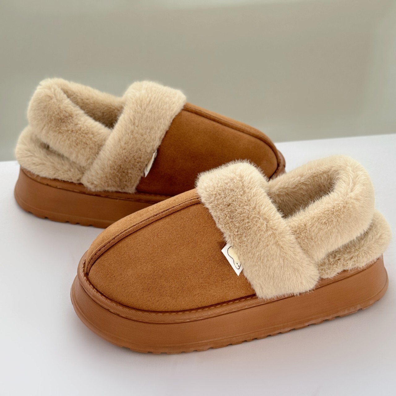 Winter New Style Back Strap Plush Cotton for Women, Warm Home Slippers with Thick Sole and Non-Slip Design ddmymarket