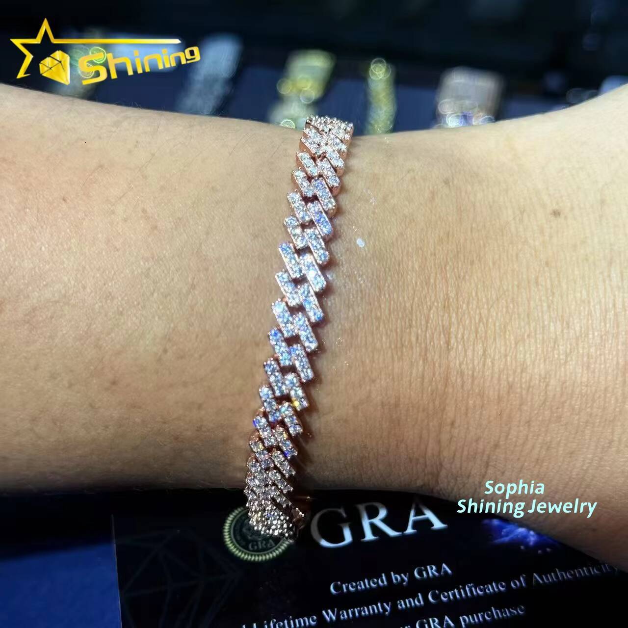 New Style Sterling Silver 5MM VVS Moissanite Diamond Cuban Link Chain Gra Certified Hip Hop Jewelry Iced Out Link Bracelet Men