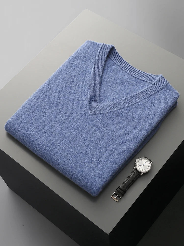 Men Wool Vneck Sweater Vest Pullover Autumn Winter Basic Casual Cashmere 100 Merino Wool Knitted Soft Sleeveless Waistcoat Top250920 - view 4