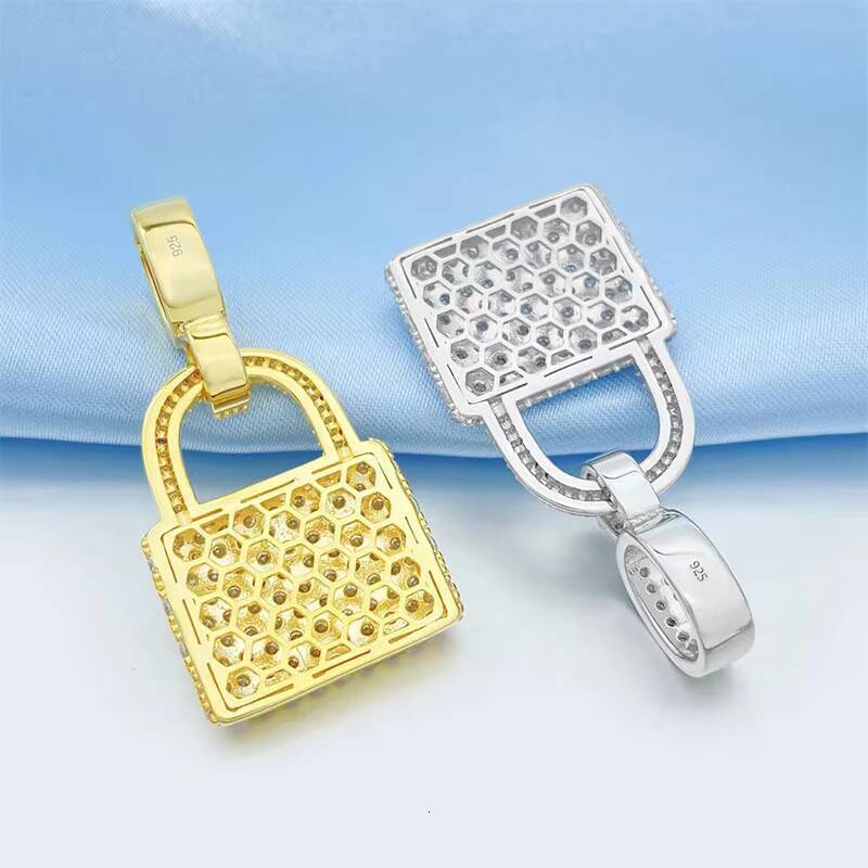 Iced Out Jewelry Hip Hop Moissanite Silver 925 Pendant Modern Lock Pendant