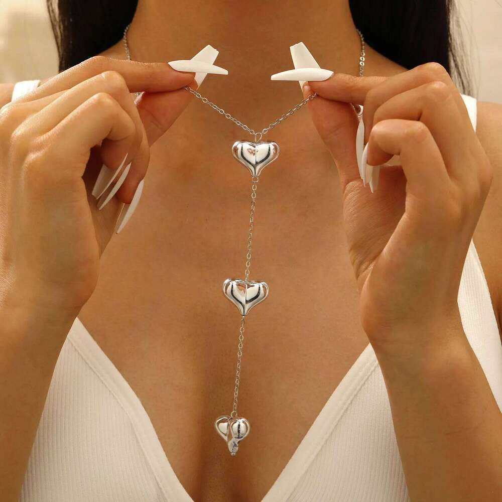 Simple Y-shaped Love Heart Shape Tassel Necklace for Women Special-shaped Irregular Long Sweater Chain Fashion Jewelry